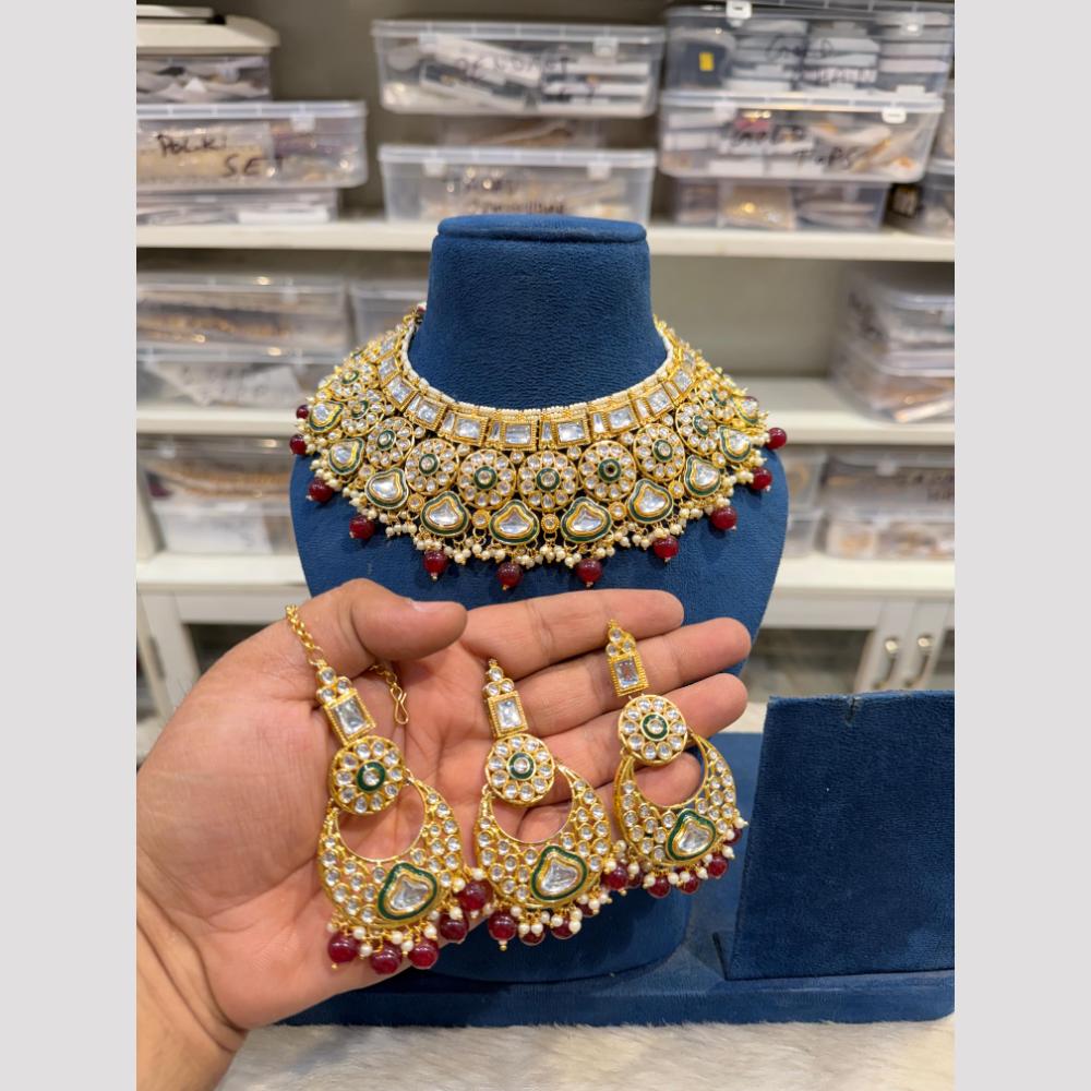 Hira Collection Glamorous Polki Kundan And Pearl Choker Necklace Set