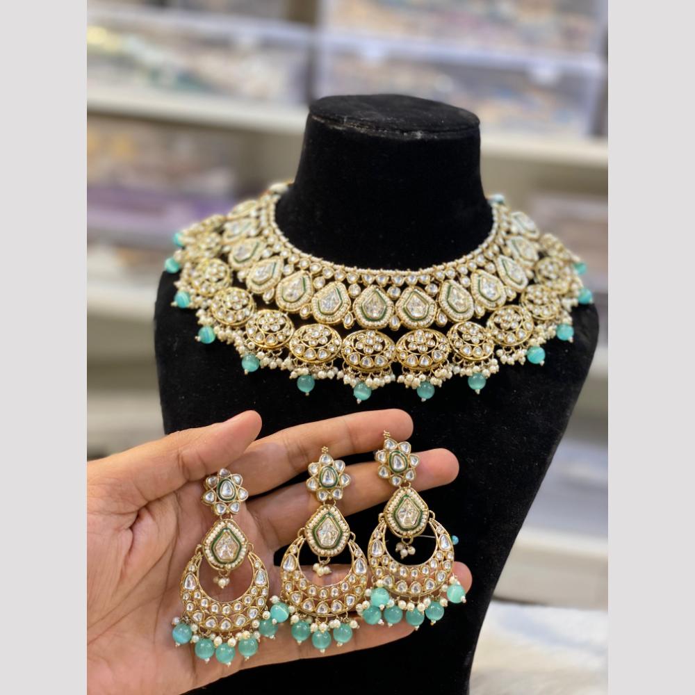 Hira Collection Glamorous Polki Kundan And Pearl Choker Necklace Set