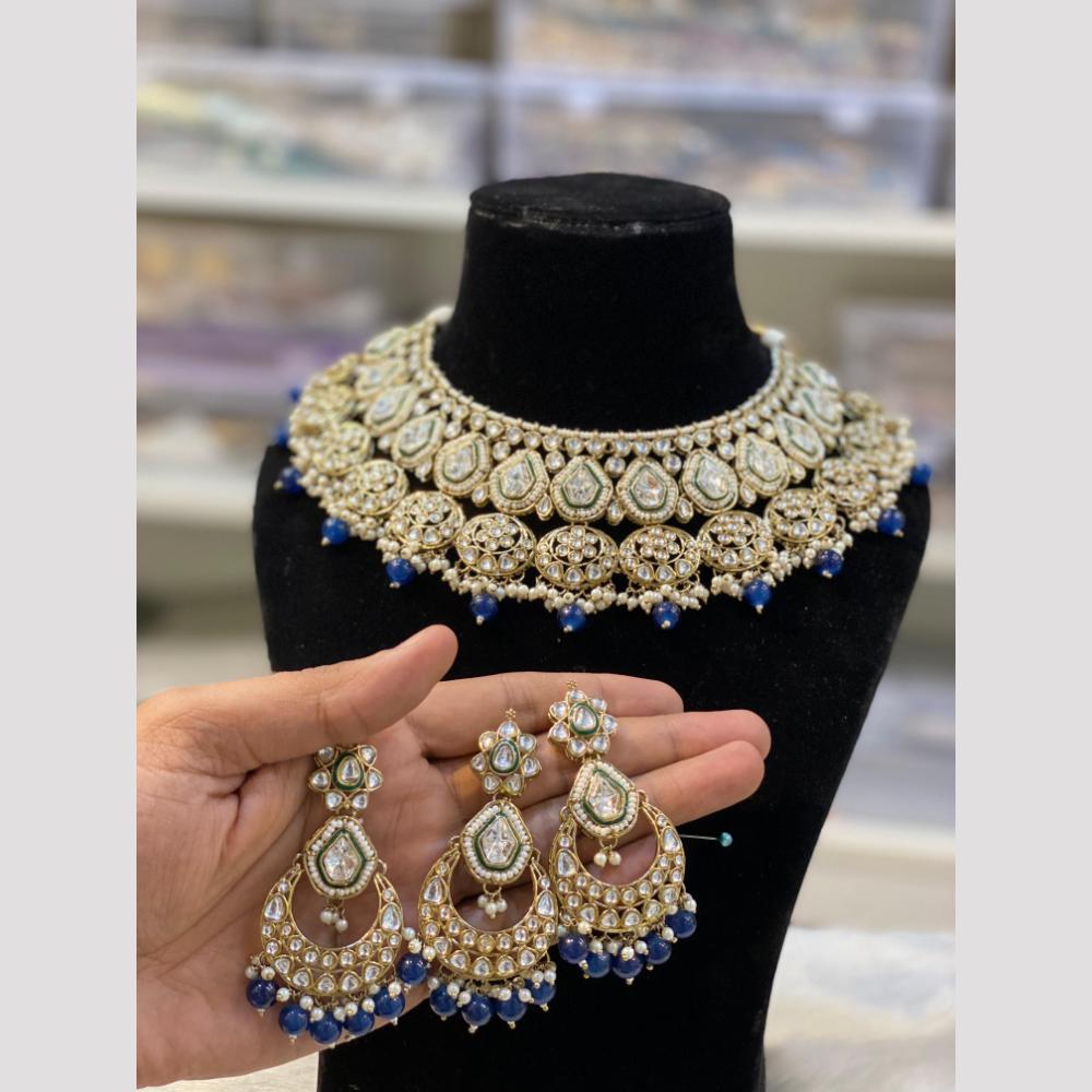 Hira Collection Glamorous Polki Kundan And Pearl Choker Necklace Set