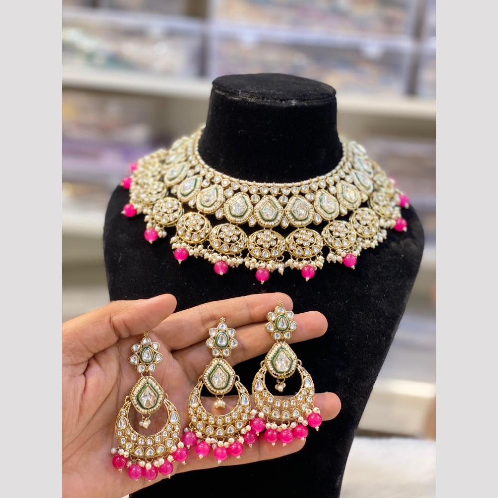Hira Collection Glamorous Polki Kundan And Pearl Choker Necklace Set