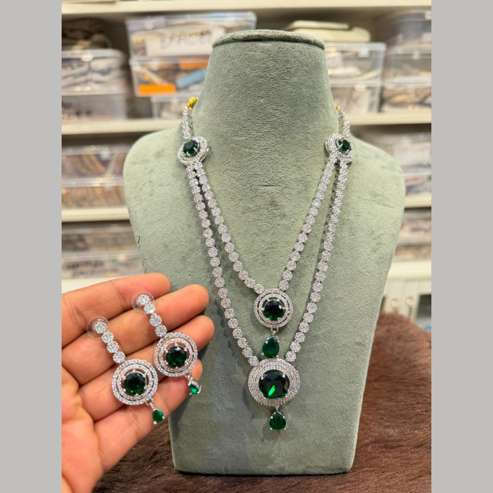 Hira Collection Delicate American Daimond Necklace Set 