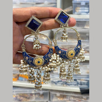 Hira Collections Graceful Pota Stone And Pearl Meenakari Jhumki Earrings