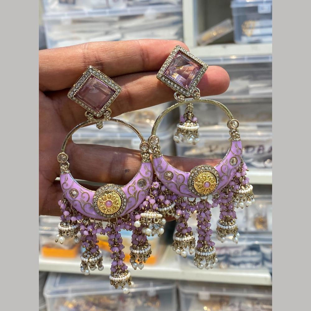 Hira Collections Graceful Pota Stone And Pearl Meenakari Jhumki Earrings