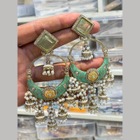 Hira Collections Graceful Pota Stone And Pearl Meenakari Jhumki Earrings