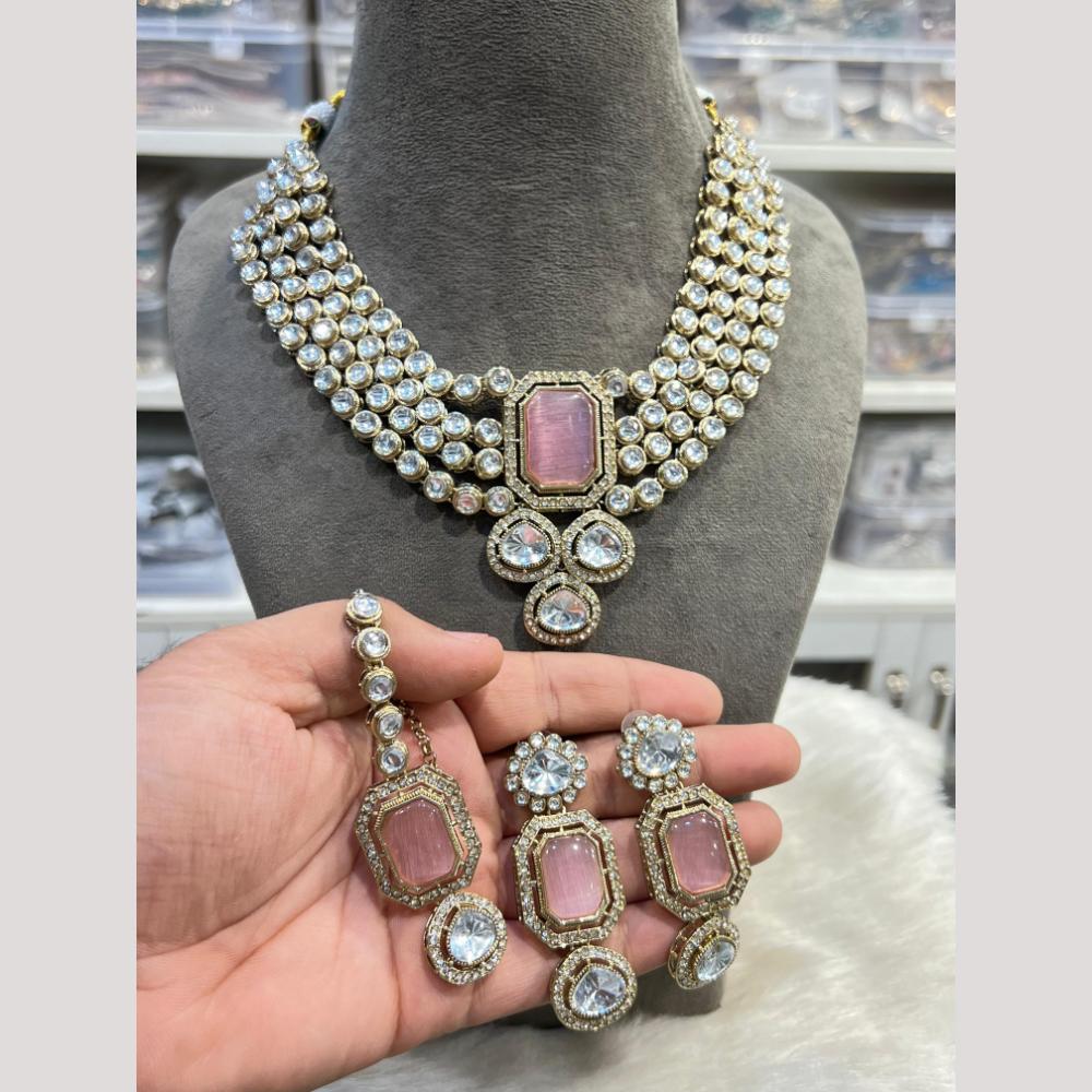 Hira Collection Pota Stone And Austrian Stone Designer Necklace Set