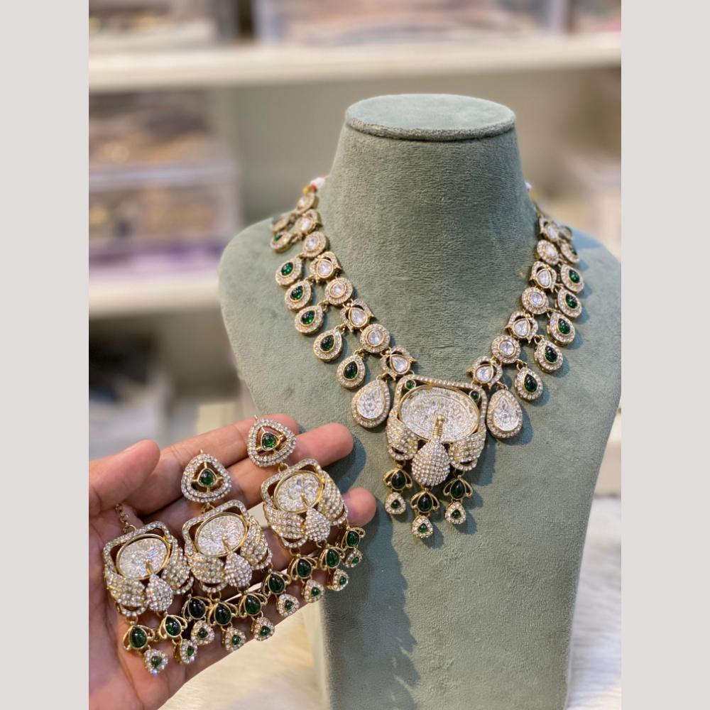 Hira Collections Premium Pota Stone Statement Necklace Set