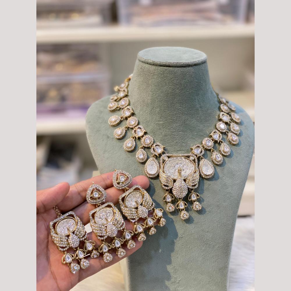 Hira Collections Premium Pota Stone Statement Necklace Set