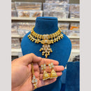 Hira Collections Premium Pota Stone And Pearl Statement Choker Necklace Set
