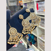 Hira Collections Crystal Stone And Beads Earrings With Maang Tikka Set for Women