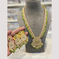 Hira Collection Glamorous Kundan Stone And Beads Long Necklace Set