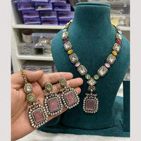 Hira Collection Glamorous Pota Stone And Austrian Stone Necklace Set