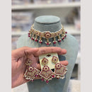 Hira Collection Premium Crystal Stone And Pearl Choker Necklace Set
