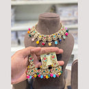 Hira Collection Premium Crystal Stone And Pearl Choker Necklace Set