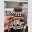 Hira Collection Premium Crystal Stone And Pearl Choker Necklace Set