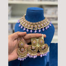 Hira Collection Premium Crystal Stone And Pearl Choker Necklace Set