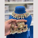 Hira Collection Premium Crystal Stone And Pearl Choker Necklace Set