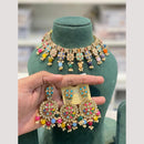 Hira Collection Premium Crystal Stone And Pearl Choker Necklace Set