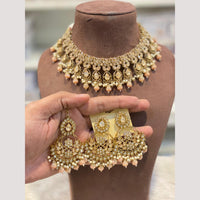Hira Collection Premium Crystal Stone And Pearl Choker Necklace Set
