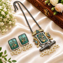 Hira Collections Premium Pota Stone And Pearl Long Necklace Set for Women