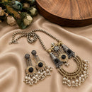 Hira Collections Exclusive 2 Tone Pota Stone Pearl Long Necklace Set for Women