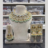 Hira Collection Glamorous Kundan Stone And Beads Choker Necklace Set