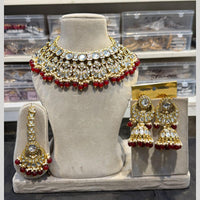 Hira Collection Glamorous Kundan Stone And Beads Choker Necklace Set