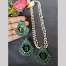 Hira Collections Exclusive Oxidised Pota Stone Pearl Long Necklace Set for Women