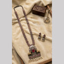 Hira Collections Exclusive 2 Tone Pota Stone Pearl Long Necklace Set for Women