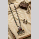 Hira Collections Exclusive 2 Tone Pota Stone Pearl Long Necklace Set for Women