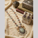 Hira Collections Exclusive 2 Tone Pota Stone Pearl Long Necklace Set for Women
