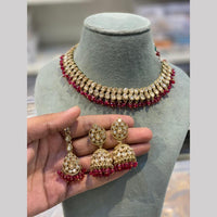 Hira Collections Glamorous Crystal Stone And Pearl Necklace Set