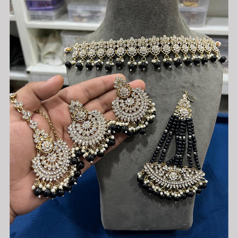 Hira Collections Premium Austrian Stone And Pearl Choker Necklace Set for Women