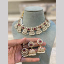 Hira Collections Premium Pota Stone And Pearl Necklace Set for Women