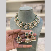 Hira Collections Premium Pota Stone And Pearl Necklace Set for Women