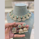 Hira Collections Premium Pota Stone And Pearl Necklace Set for Women