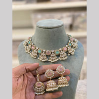 Hira Collections Premium Pota Stone And Pearl Necklace Set for Women