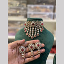 Hira Collections Premium Pota Stone And Pearl Choker Necklace Set for Women