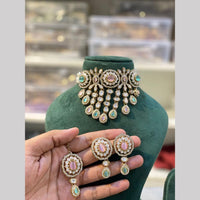 Hira Collections Premium Pota Stone And Pearl Choker Necklace Set for Women