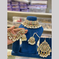 Hira Collections Premium Pota Stone And Pearl Choker Necklace Set for Women