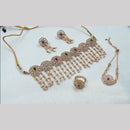 Hira Collections Premium Pota Stone And Pearl Choker Necklace Set for Women
