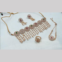 Hira Collections Premium Pota Stone And Pearl Choker Necklace Set for Women