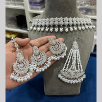Hira Collections Premium Austrian Stone And Pearl Choker Necklace Set for Women