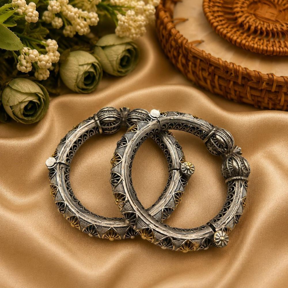 Hira Collections Elegant Dual Tone Openable Party Wear Bangles Set
