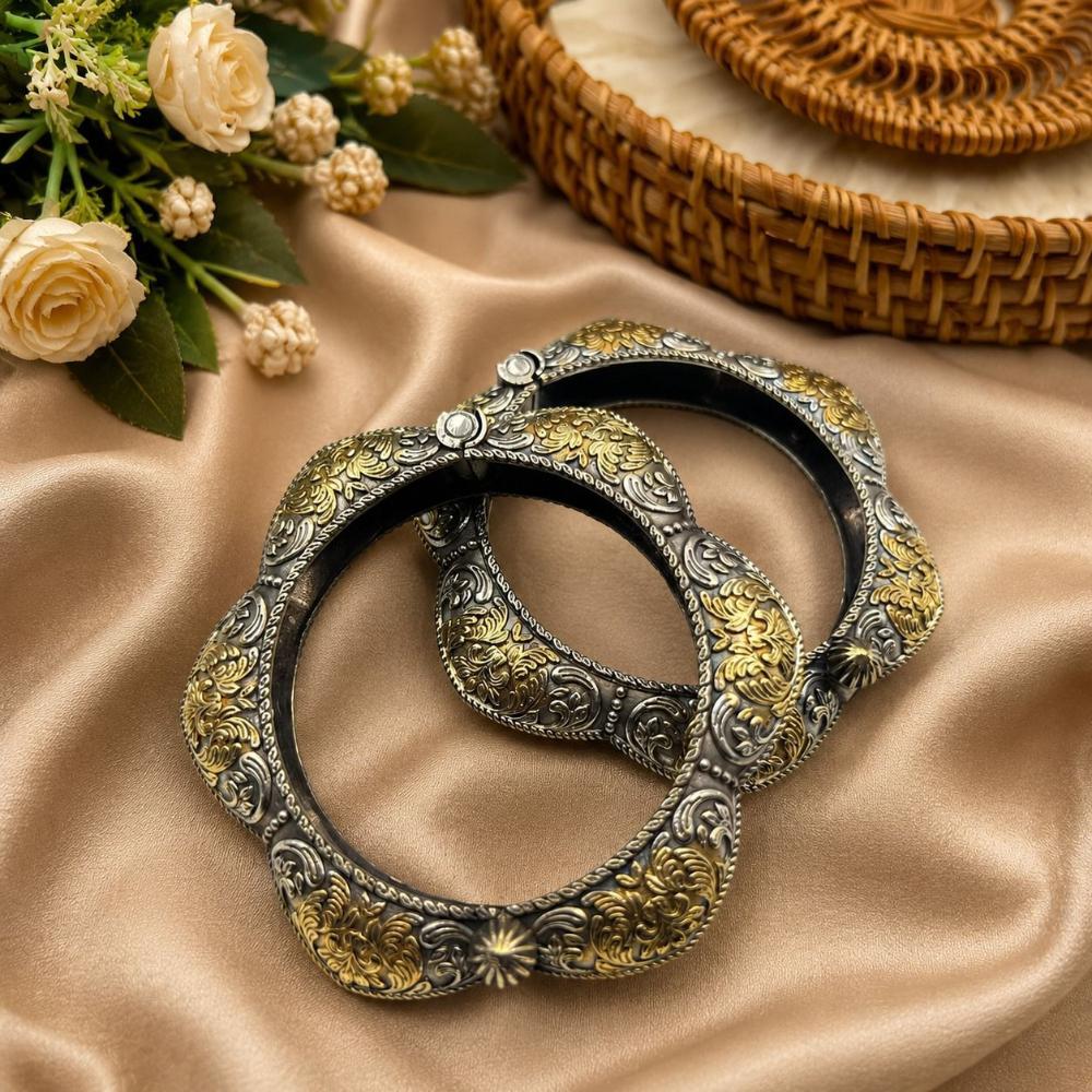 Hira Collections Elegant Dual Tone Openable Party Wear Bangles Set
