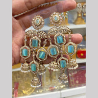 Hira Collections Premium Pota Stone And Pearl Jhumki Earrings for Women
