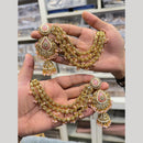 Hira Collections Heritage Kundan Stone And Pearl Kan Chian Jhumki Earrings