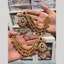 Hira Collections Heritage Kundan Stone And Pearl Kan Chian Jhumki Earrings