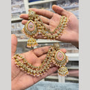 Hira Collections Heritage Kundan Stone And Pearl Kan Chian Jhumki Earrings