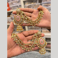 Hira Collections Heritage Kundan Stone And Pearl Kan Chian Jhumki Earrings