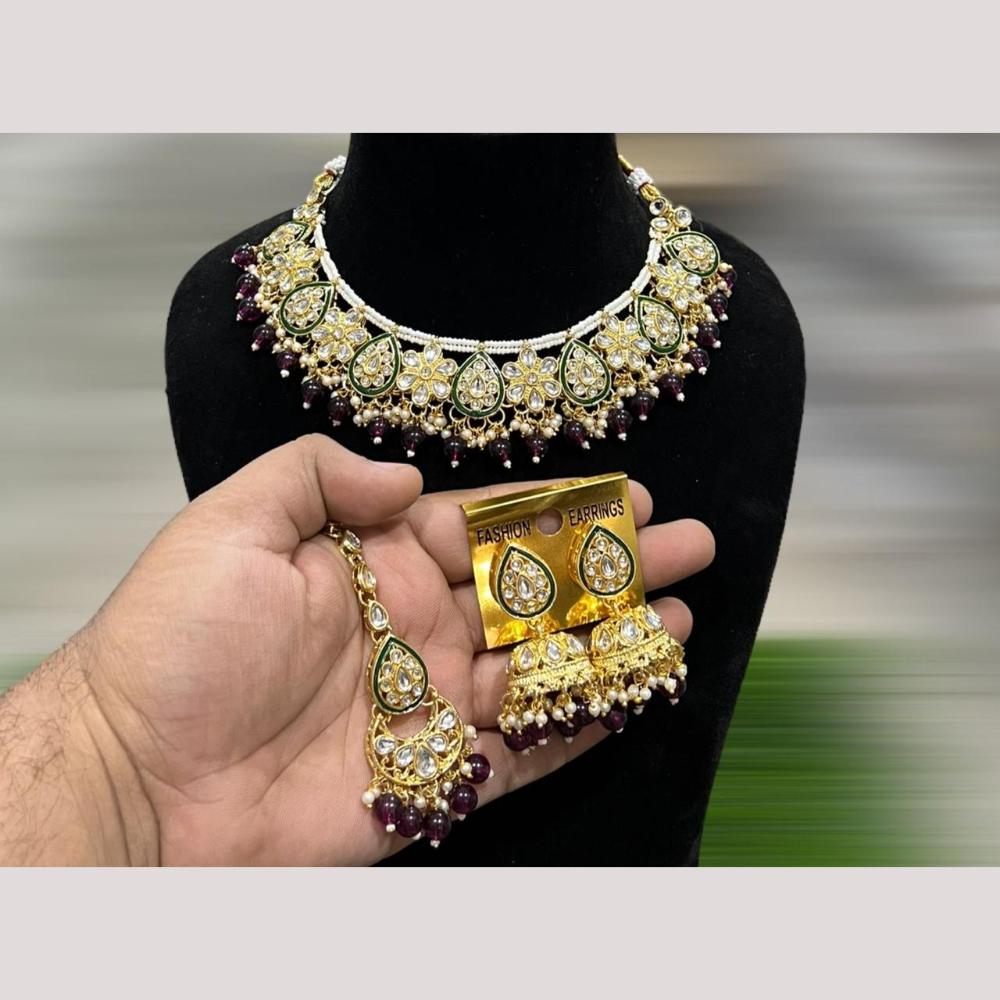 Hira Collections Royal Kundan Stone Beads And Pearl Necklace Set